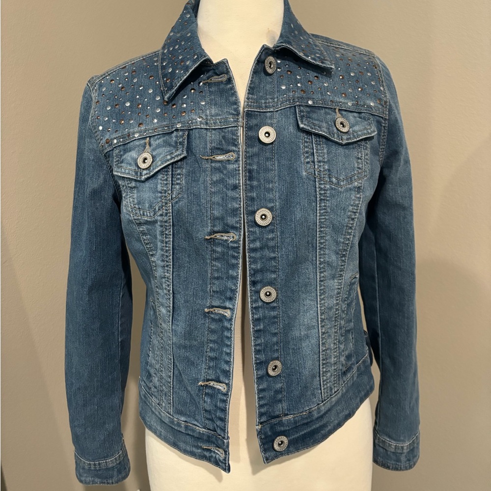 Metal bedazzled jean jacket LIKE NEW!